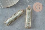 Pendentif rectangle labradorite naturelle laiton doré 46.5mm, x1 (G3131)