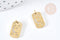 Pendentif rectangle lune étoiles zircons acier 316 doré inoxydable 15mm, x1 (G8817)