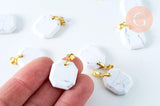 Pendentif rectangle octogone en pierre naturelle laiton doré 20mm, création bijoux pierre naturelle, x1 G7259