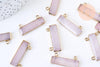 Pendentif rectangle quartz rose naturel 30.5mm,pendentif bijoux, pendentif quartz rose naturelle, x1 G5712