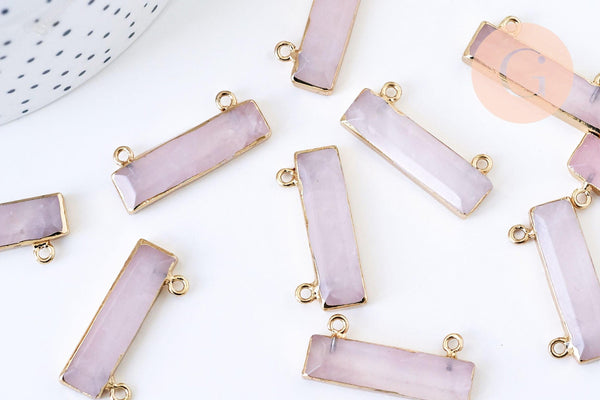 Pendentif rectangle quartz rose naturel 30.5mm,pendentif bijoux, pendentif quartz rose naturelle, x1 G5712