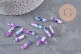 Pendentif rectangle violet bleu acétate 19.5mm, x10 (G3087)