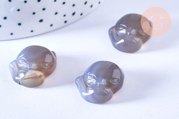 Pendentif renard agate naturelle pour création de bijou en pierre, pendentif pierre ,23mm, x1, G6650