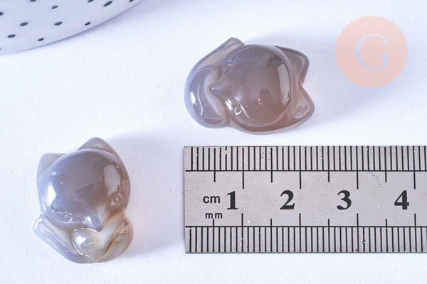 Pendentif renard agate naturelle pour création de bijou en pierre, pendentif pierre ,23mm, x1, G6650