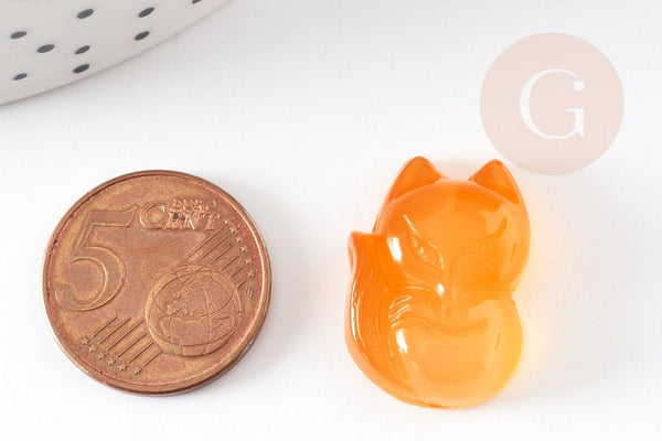 Pendentif renard cornaline naturelle en pierre 23mm, x1 (G3357)