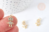 Pendentif robot cristal zircons en laiton doré 18K 14.5mm, breloque doré création bijoux, x1 G8439