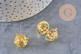 Pendentif rond Bola harmonie carillon laiton doré arbre de vie 17mm (DIAMETRE INTERIEUR 12 MM) sans carillon, x1 (G5989)