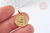 Pendentif rond acier 304 doré œil protecteur 20mm, création bijoux acier, x1 (G7386)