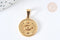 Pendentif rond acier 304 doré œil protecteur 20mm, création bijoux acier, x1 (G7386)