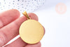 Pendentif rond acier doré à graver 34mm, x1 (G6789)