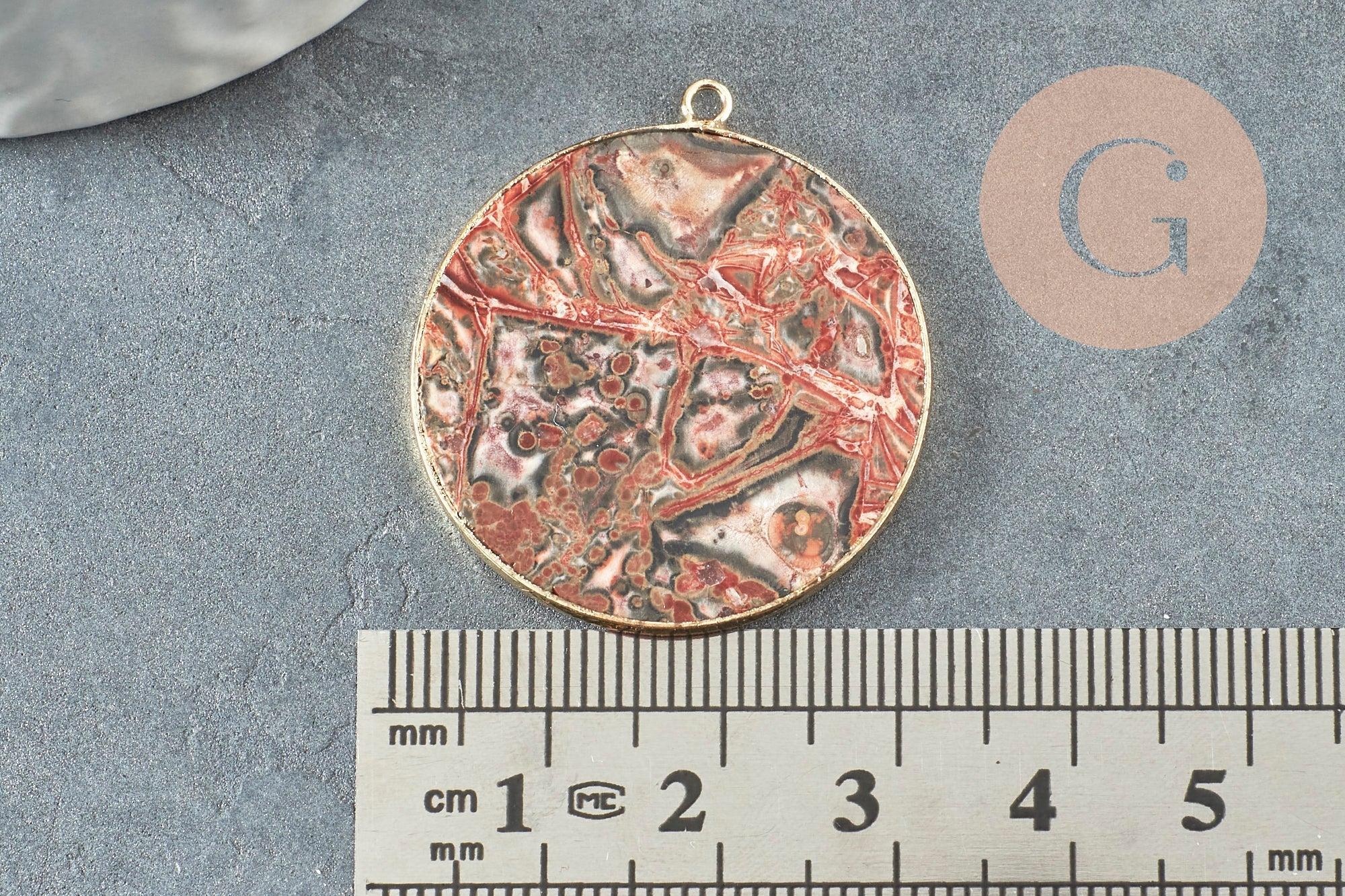 Pendentif rond agate folle naturelle 32mm, x1 (G2985)