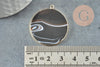 Pendentif rond agate rayée noir 32mm,Pendentif bijoux pierre naturelle, x1 G2987