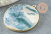 Pendentif rond agate verte mousse naturel 32mm, x1 (G2988)