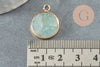 Pendentif rond amazonite naturelle laiton doré 20mm, x1 (G6319)
