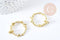 Pendentif rond couronne fleurs laiton brut 38mm, breloque laiton brut pour création bijoux, x1 (G7434)