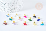Pendentif rond cristal coloré support zamac doré 25mm,pendentif cristal coloré pour création bijoux, x1 G8564