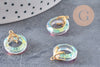 Pendentif rond cristal irisé laiton doré 17mm, x1 (G3516)