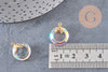 Pendentif rond cristal irisé laiton doré 17mm, x1 (G3516)