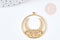 Pendentif rond croissant de lune nénuphar acier 201 doré inoxydable 32mm, x1 (G8814)