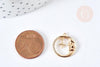 Pendentif rond croissant lune laiton doré zircons blancs 18.5mm, x1 (G8434)
