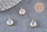 Pendentif rond doré 24 carats cristal opalite,pendentif cristal, pendentif doré,cristal opalite,création bijoux,10mm, x1 (G6001)