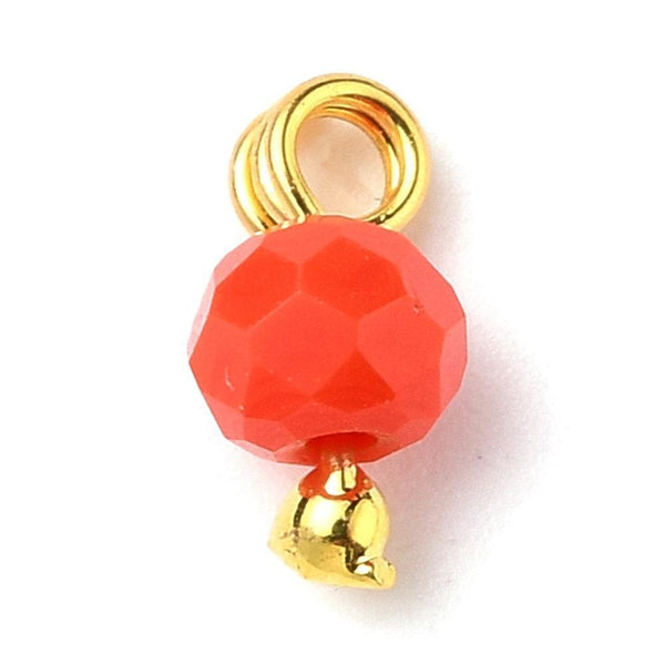 Pendentif rond doré carats cristal multicolore, pendentif doré cristal,8mm, X10 (G6224)