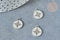 Pendentif rond étoile acier platine 304 inoxydable 14mm, création bijoux acier inoxydable x1 G8013