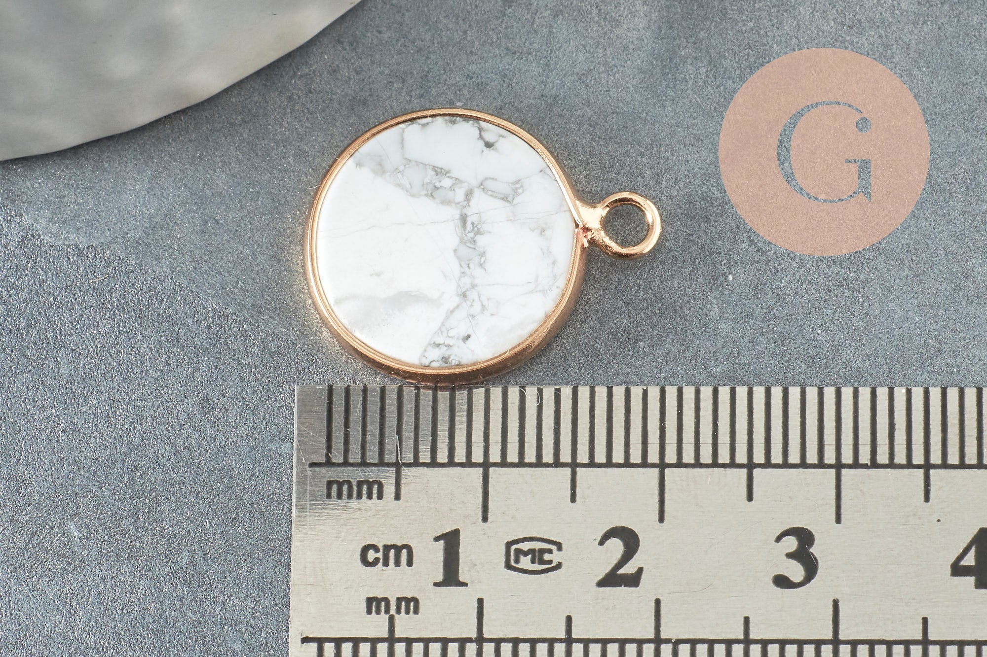 Pendentif rond howlite 20mm,howlite naturel,pendentif rond, x1 G6594