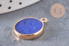 Pendentif rond jade bleu, naturel,pendentif rond,20.5mm, x1 G2173