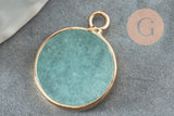 Pendentif rond jade bleu turquoise,jade naturel,pendentif rond,20.5mm, x1 G4287