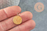 Pendentif rond jade naturel jaune 20.5mm, x1 (G2172)