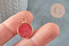 Pendentif rond jade rouge bordeau,jade naturel,pendentif rond,20.5mm, x1 G4289