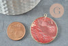 Pendentif rond jaspe rouge naturel 32mm, x1 (G3081)