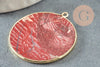 Pendentif rond jaspe rouge,creation bijou,pierre jaspe naturel,32mm, x1 G3081
