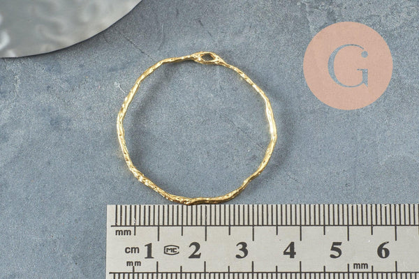 Pendentif rond laiton brut 35mm, fournitures pour bijoux, breloque laiton brut, X2 (G1905)