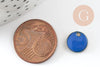 Pendentif rond laiton brut émail bleu, laiton doré, pendentif rond sequin, 10mm, x10 G8044