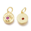 Pendentif rond laiton doré 18K émail oeil protecteur 10.7mm,x1 (G5648)