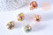 Pendentif rond laiton doré émaillé motif mauvais œil 15mm, créations de bijoux dorés, x1 G6887