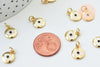 Pendentif rond laiton doré oeil protecteur émail blanc 12.5mm, Pendentif en métal doré pour la création de bijoux, x1 G5681