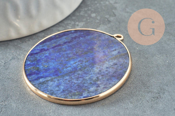 Pendentif rond lapis lazulis, naturel,pendentif rond,43mm, x1 G2511