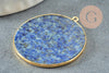 Pendentif rond lapis lazulis, pierre lapis lazuli naturel,pendentif rond,32-34mm, x1 G3642