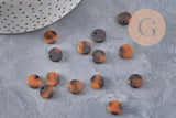 Pendentif rond marron acétate,perle acétate,connecteur plastique,10mm, x2 ou x10 (G2185)