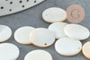 Pendentif rond nacre blanche 15mm, pendentif coquillage blanc naturel, 15mm, x10 ou x20 (G2181)