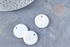 Pendentif rond nacre blanche 20mm, pendentif coquillage blanc naturel, x5 (G8532)