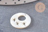 Pendentif rond nacre blanche étoile, pendentif coquillage, coquillage beige,coquillage naturel,création bijoux,18mm, x 2 G4170