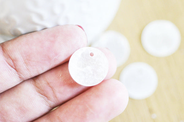Pendentif rond nacre blanche, pendentif coquillage blanc, coquillage naturel,création bijoux, 20mm, x10 G3095