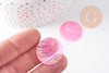 Pendentif rond nacre rose irisé 25mm, pendentif coquillage naturel rose , x10 (G3976)