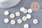 Pendentif rond nacre tortue, pendentif tortue,coquillage blanc naturel,16mm,1 trou x10 (G1068)