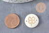 Pendentif rond nacre trèfle quatre feuilles 16mm, pendentif trèfle,coquillage blanc, coquillage naturel, x5 (G0915)