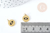 Pendentif rond oeil acier doré 316 inoxydable émaillé 11.5mm, x1 (G8856)